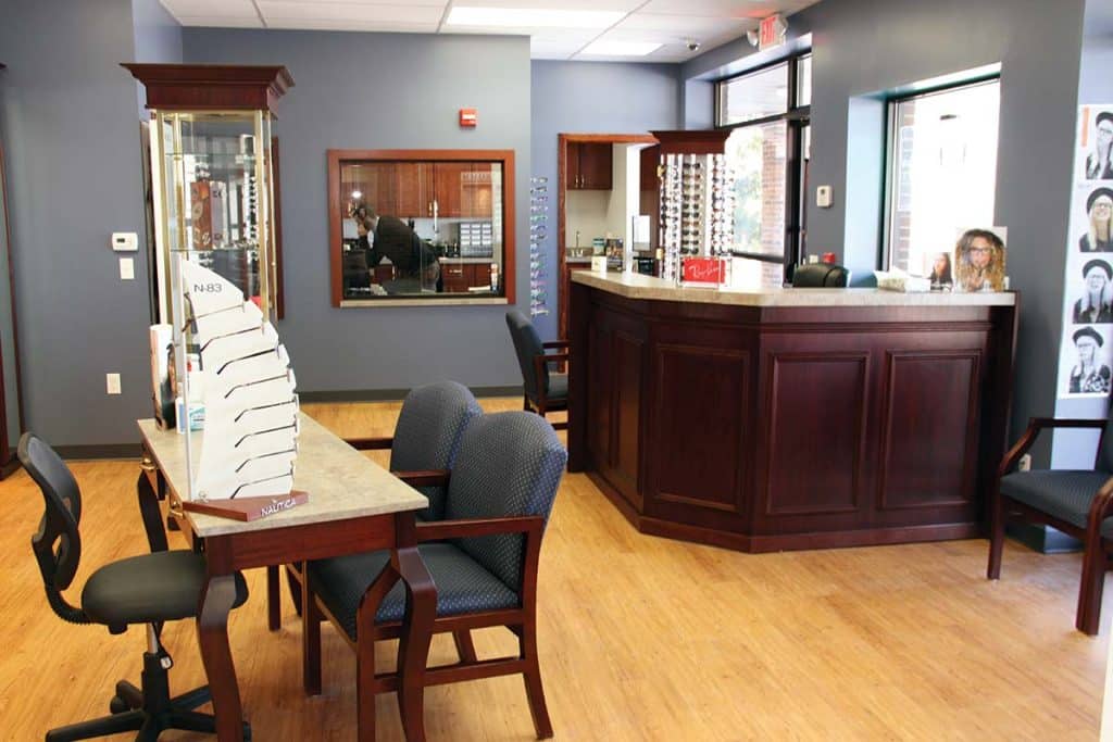 Photograph of an optometry office renovation completed by Integrity Development & Construction in West Springfield, MA.