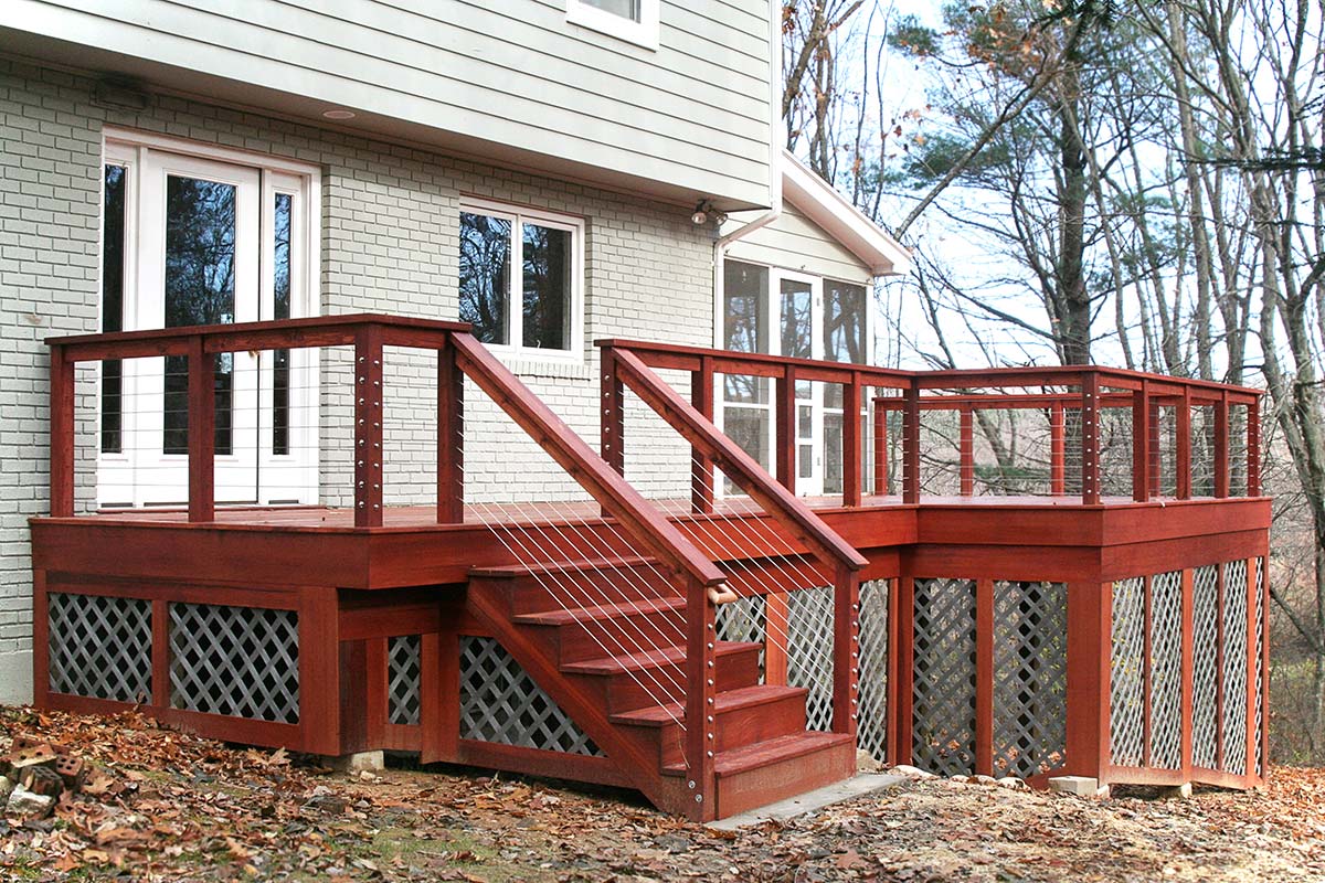 Photograph of a custom residential deck built by Integrity Development & Construction in Amherst, MA.