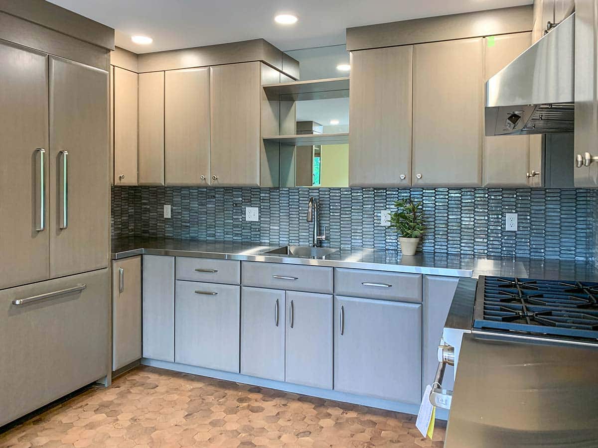 Interior photographs of a kitchen renovation completed by Integrity Development & Construction in Amherst, MA.