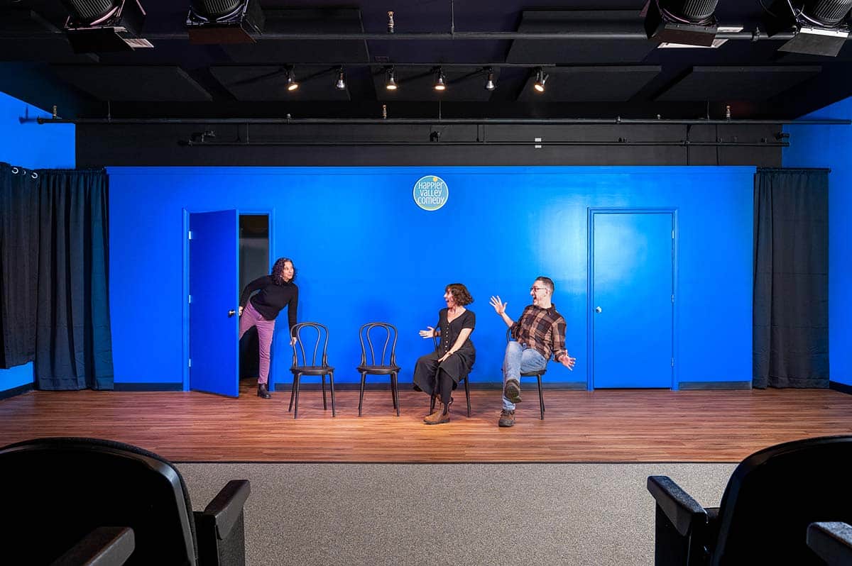 Photograph of the Happier Valley Comedy Theater renovation completed by Integrity Development & Construction in Hadley, MA.